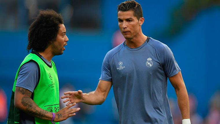 Cristiano y Marcelo en un entrenamiento con el Real Madrid