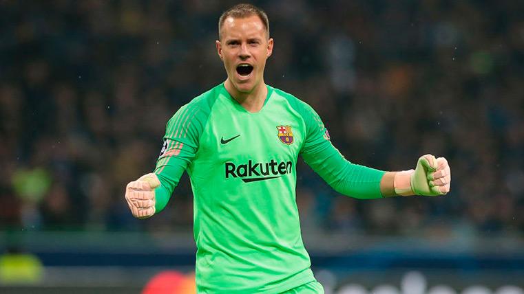 Ter Stegen celebra un gol de su equipo