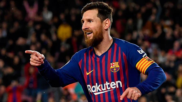 Messi celebra un gol con el Barça