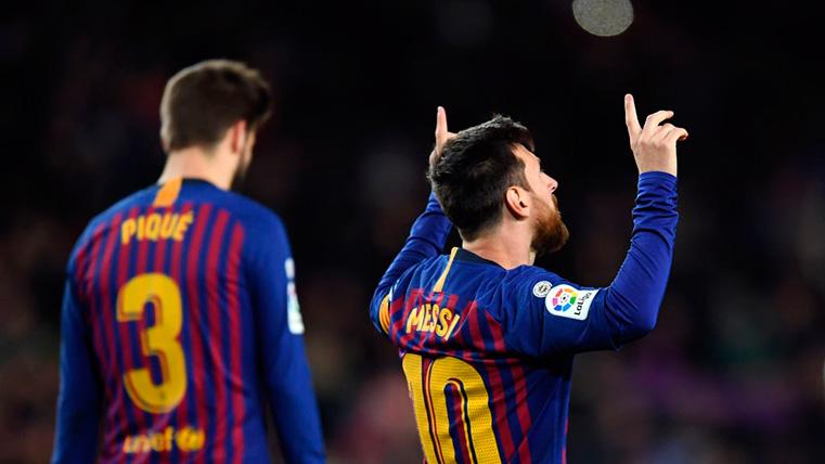 Leo Messi, celebrando un gol gracias al penalti de Gerard Piqué