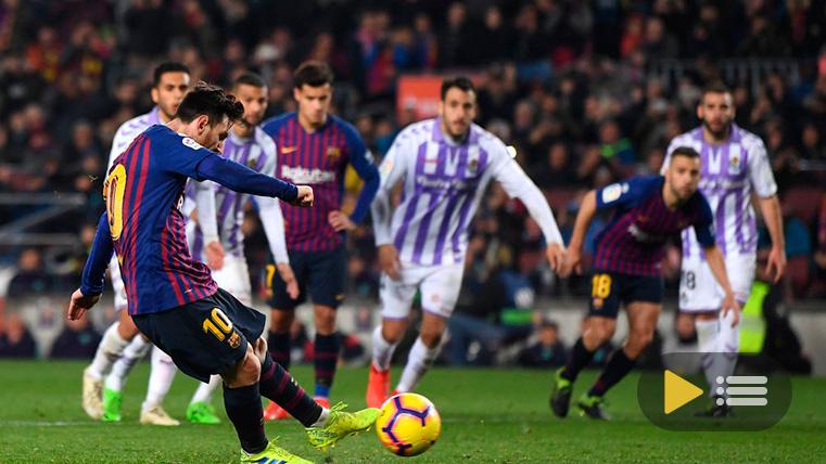 Leo Messi, lanzando un penalti contra el Real Valladolid