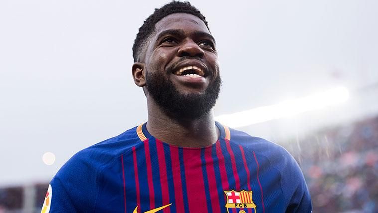 Samuel Umtiti en un partido con el FC Barcelona