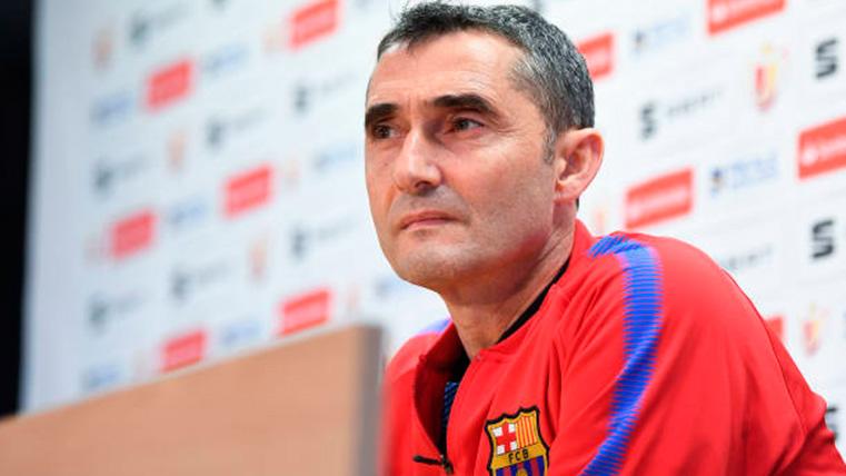 Ernesto Valverde, durante una rueda de prensa del FC Barcelona