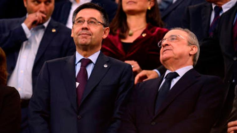 Florentino Pérez and Josep Maria Bartomeu, in the loge of a Classical