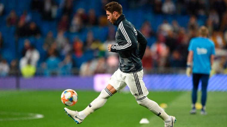 Sergio Ramos en un partido del Real Madrid