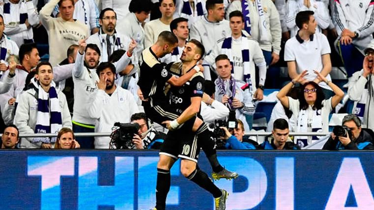 Tadic, celebrando un gol contra el Real Madrid en el Bernabéu