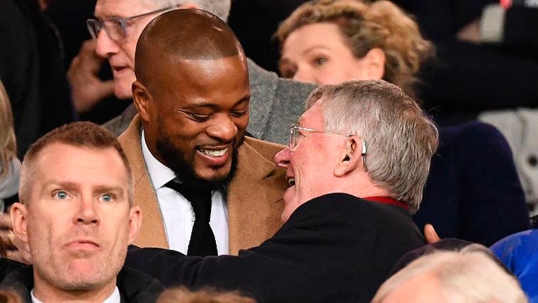 Patrice Evra and Sir Alex Ferguson in a party of the Manchester United