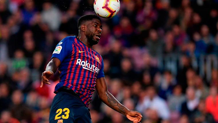 Umtiti Clears a balloon in the party against the Ray Vallecano