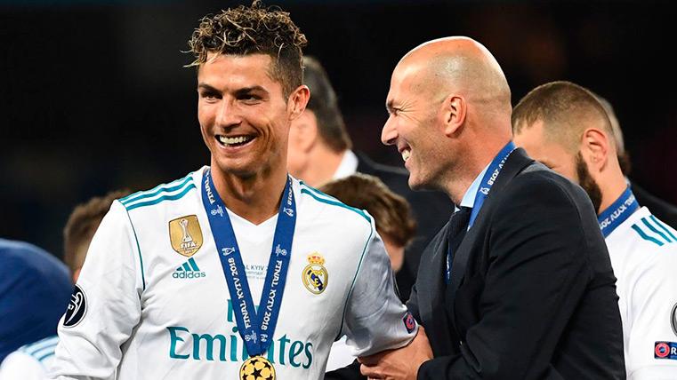 Cristiano Ronaldo and Zinedine Zidane celebrate the Champions