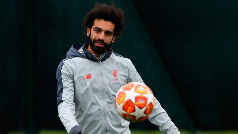 Salah en un entrenamiento con el Liverpool
