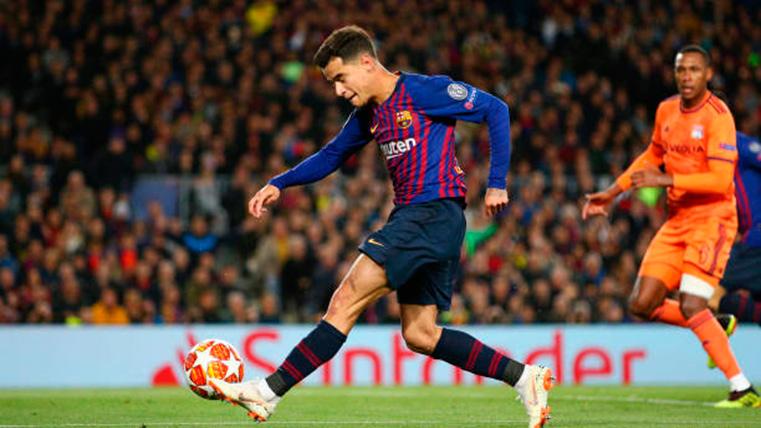 Philippe Coutinho, marking the second goal of the Barça to the Olympique of Lyon