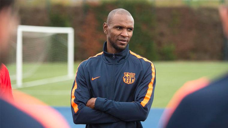 Éric Abidal in a training of the FC Barcelona