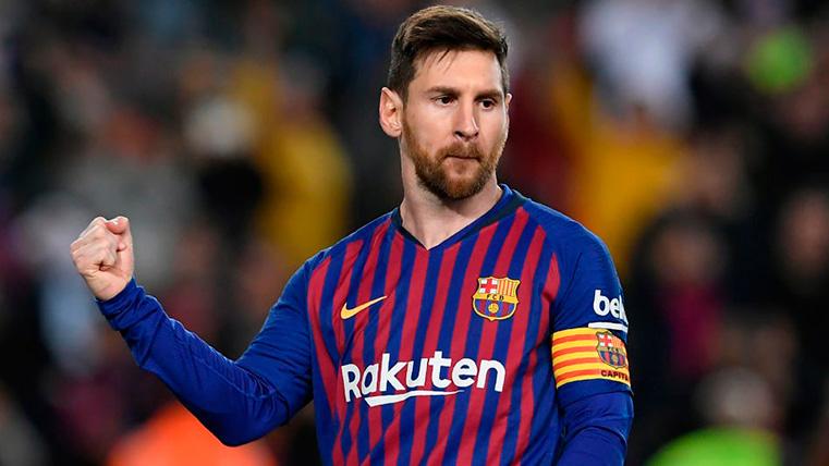Leo Messi celebra un gol con el Barcelona