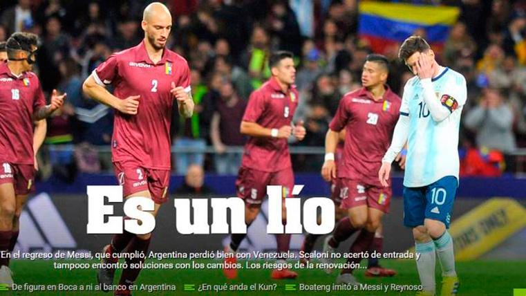 Headline of the newspaper 'Olé' after the new disaster of Argentina
