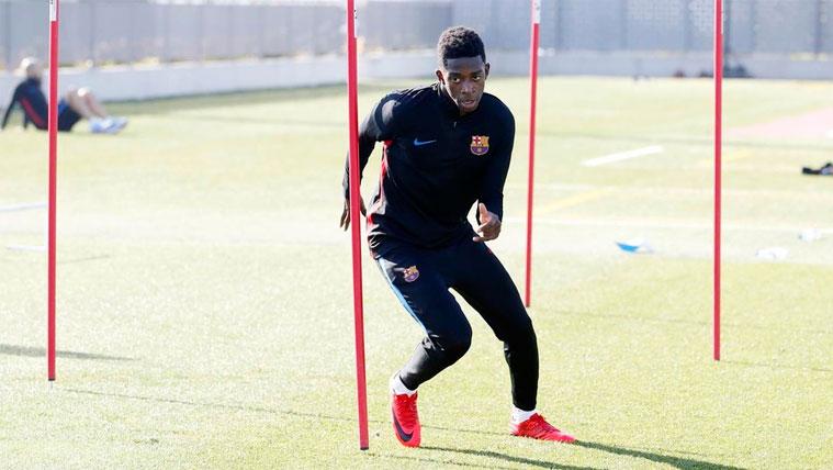 Ousmane Dembélé en un entrenamiento con el FC Barcelona | FCB