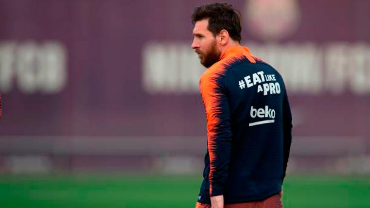Leo Messi, during a session of training with the FC Barcelona