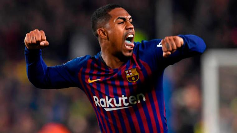 Malcom, celebrating a goal annotated with the Barcelona this season