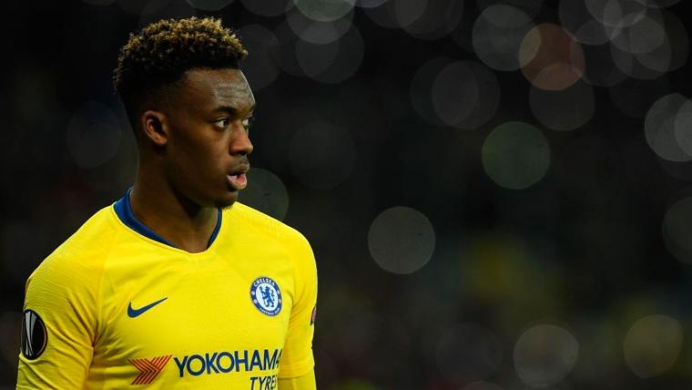 Callum Hudson-Odoi en un partido del Chelsea