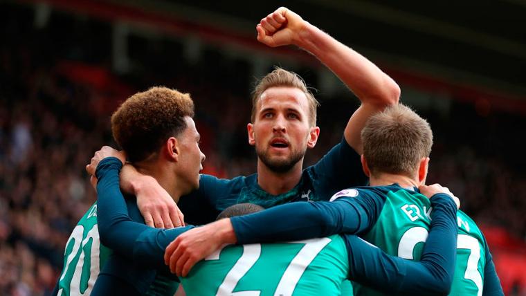 Los jugadores del Tottenham celebran un gol en la Premier League