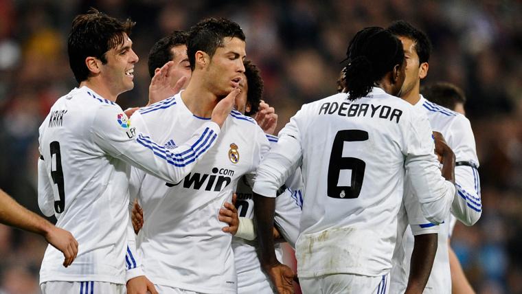 The players of the Real Madrid celebrate a goal in LaLiga