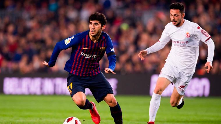 Carles Aleñá en un partido con el FC Barcelona