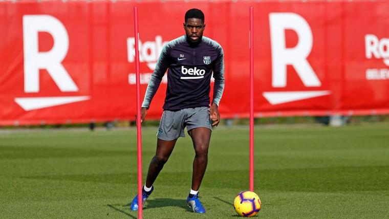 Samuel Umtiti in a training with the FC Barcelona | FCB