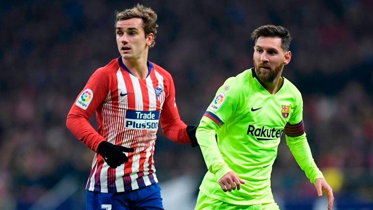 Antoine Griezmann and Leo Messi in a party of LaLiga
