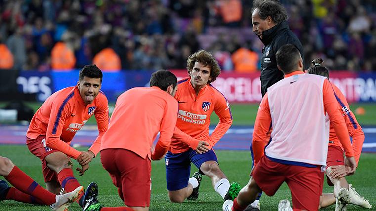 Antoine Griezmann, heating in the Camp Nou