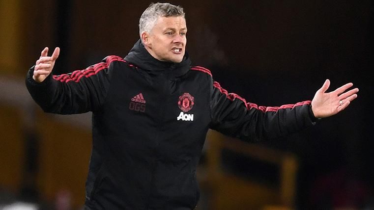 Solskjaer en un partido con el Manchester United