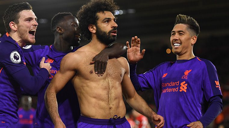 Salah Celebrates his goal against the Southampton