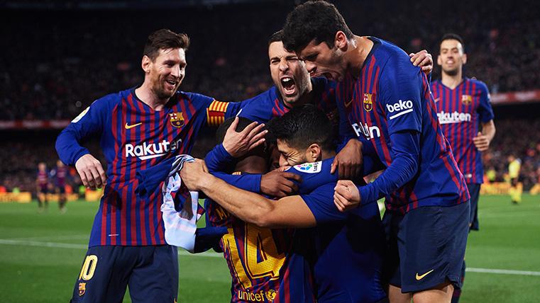 The FC Barcelona, celebrating a marked goal against the Athletic