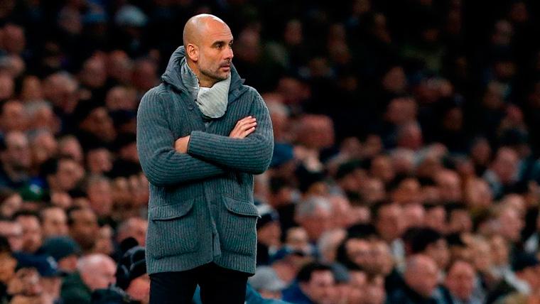 Pep Guardiola en un partido con el Manchester City