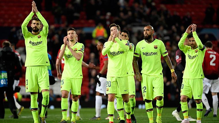 El FC Barcelona, celebrando el triunfo contra el Manchester United