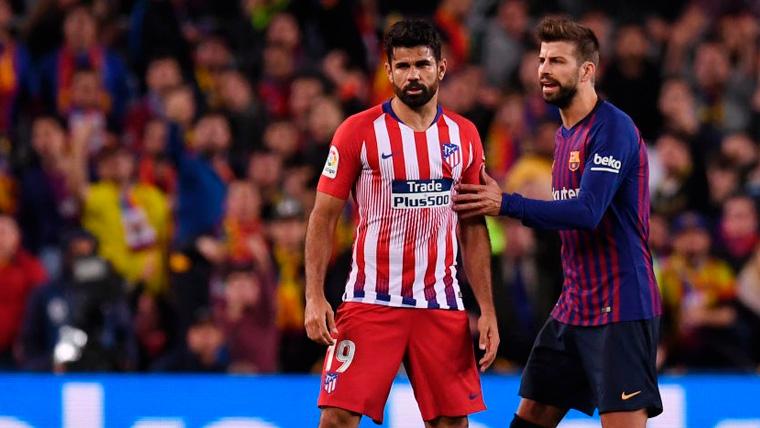 Diego Costa y Gerard Piqué en un FC Barcelona-Atlético de Madrid