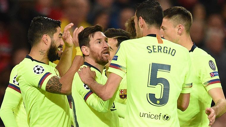 Los jugadores del Barça celebran un gol