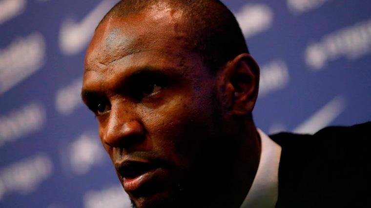 Éric Abidal in a press conference of the FC Barcelona