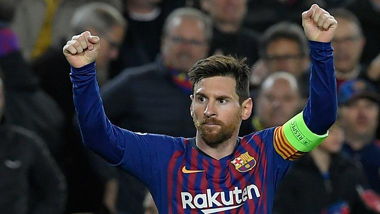 Leo Messi, celebrando el golazo marcado al Manchester United