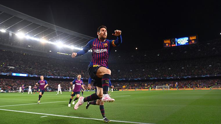 Leo Messi, celebrando un gol marcado contra el Manchester United