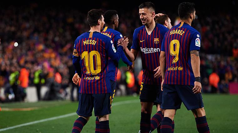 Clément Lenglet, celebrando un gol marcado con el Barcelona