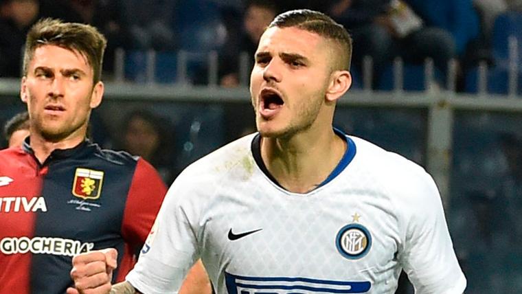 Mauro Icardi celebrates a goal with the Inter of Milan