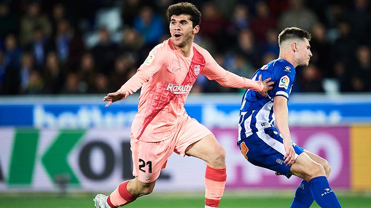 Carles Aleñá celebra su gol contra el Alavés