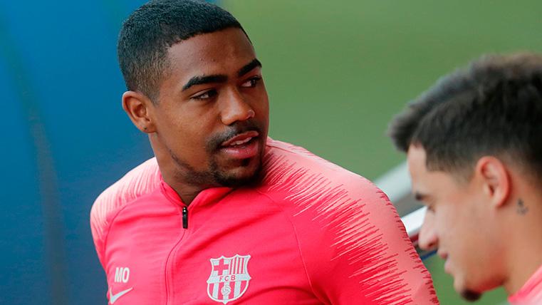 Malcom, durante un entrenamiento con el FC Barcelona