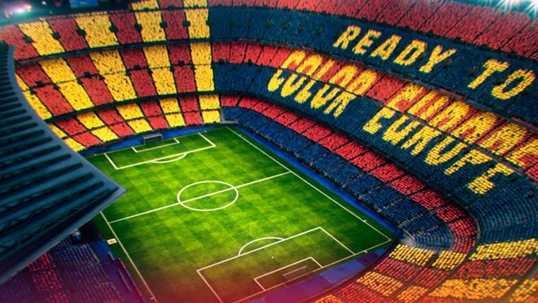 La recreación del mosaico que prepara el Camp Nou en Champions | FCB