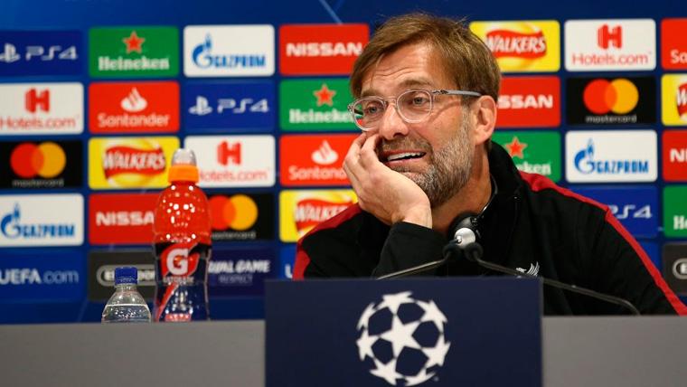 Jürgen Klopp en una rueda de prensa del Liverpool