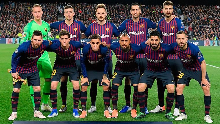 The eleven of the FC Barcelona against the Liverpool in the gone