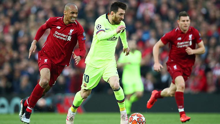 Leo Messi, during the party against the Liverpool in Anfield