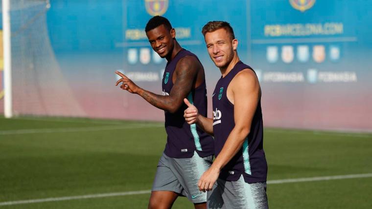 Nélson Semedo And Arthur in a training of the FC Barcelona | FCB