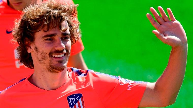 Antoine Griezmann in a training of the Athletic of Madrid