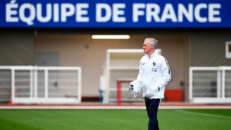 Didier Deschamps en un entrenamiento de la selección de Francia