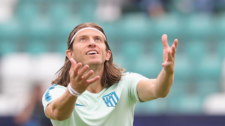 Filipe Luis, during a warming with the Athletic of Madrid